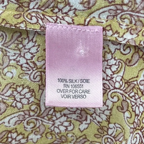 CALYPSO ST. BARTH Shirt Womens Small Gold Brown Printed Silk Long Sleeve Tunic - Picture 12 of 16